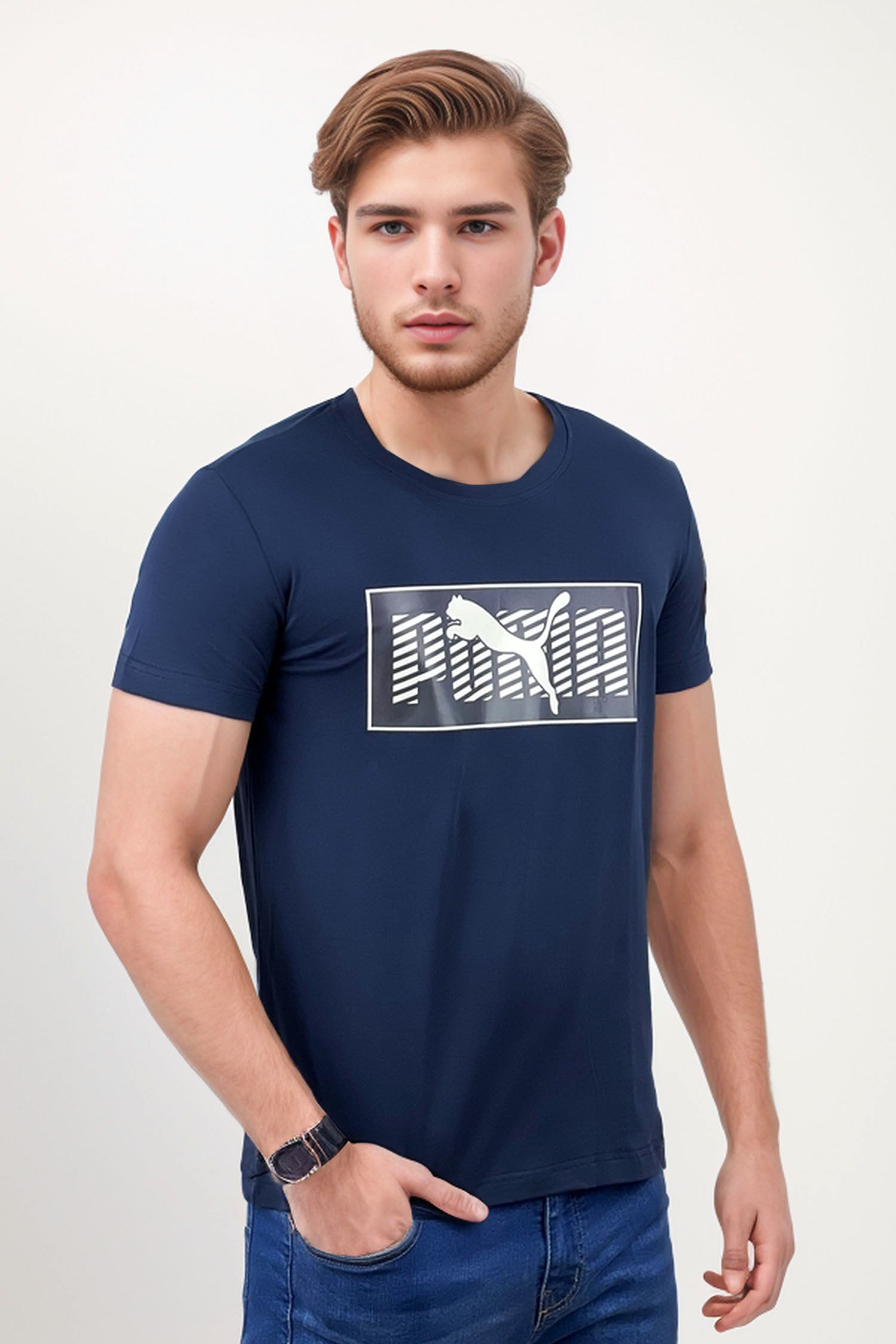 Puma Printed Logo Round Neck T-Shirt