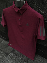 Imported Dry Fit Polo With Reflector Logo In Maroon