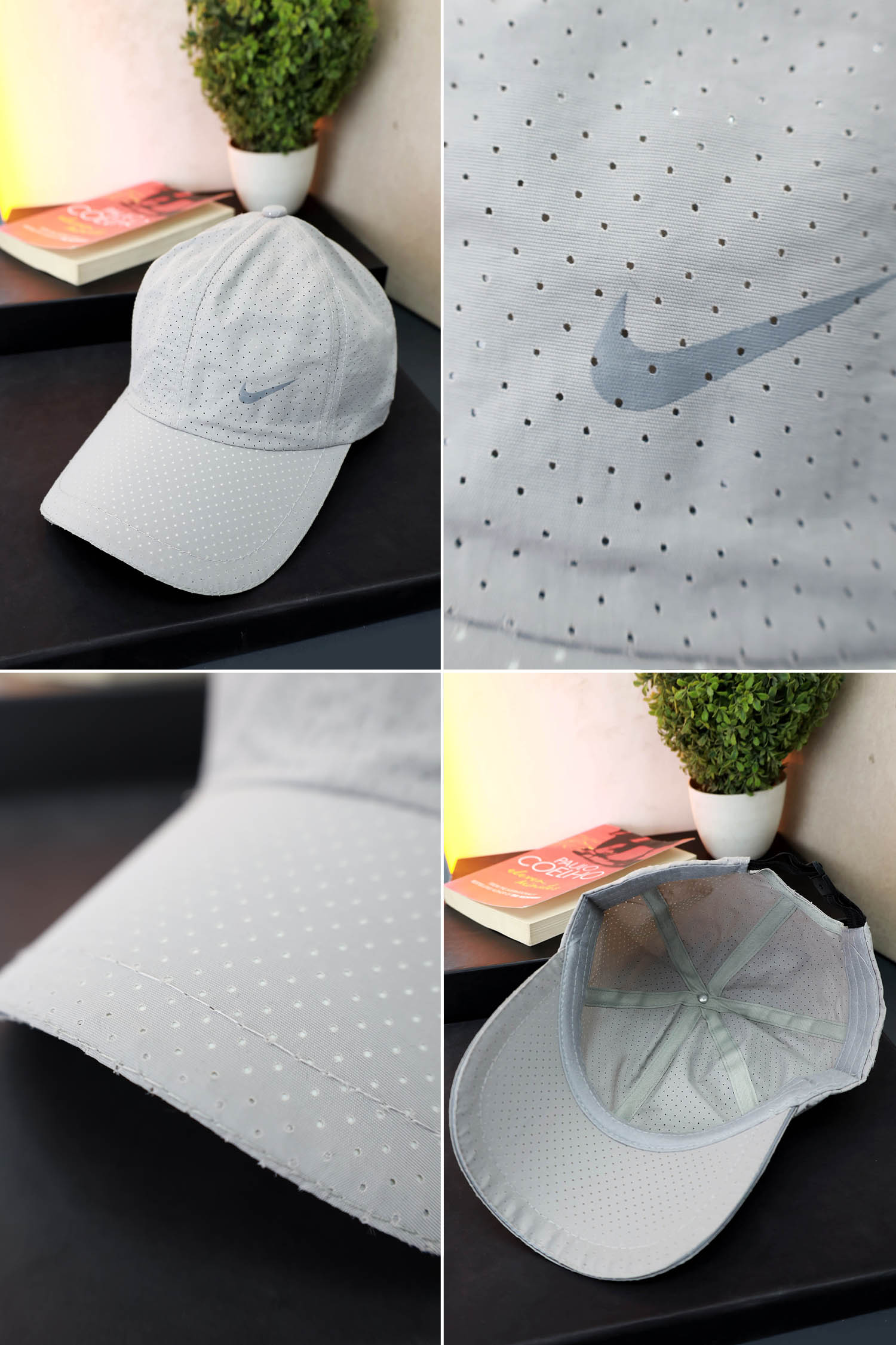 Nke Printed Logo Breathable Dry Fit Cap In Light Grey