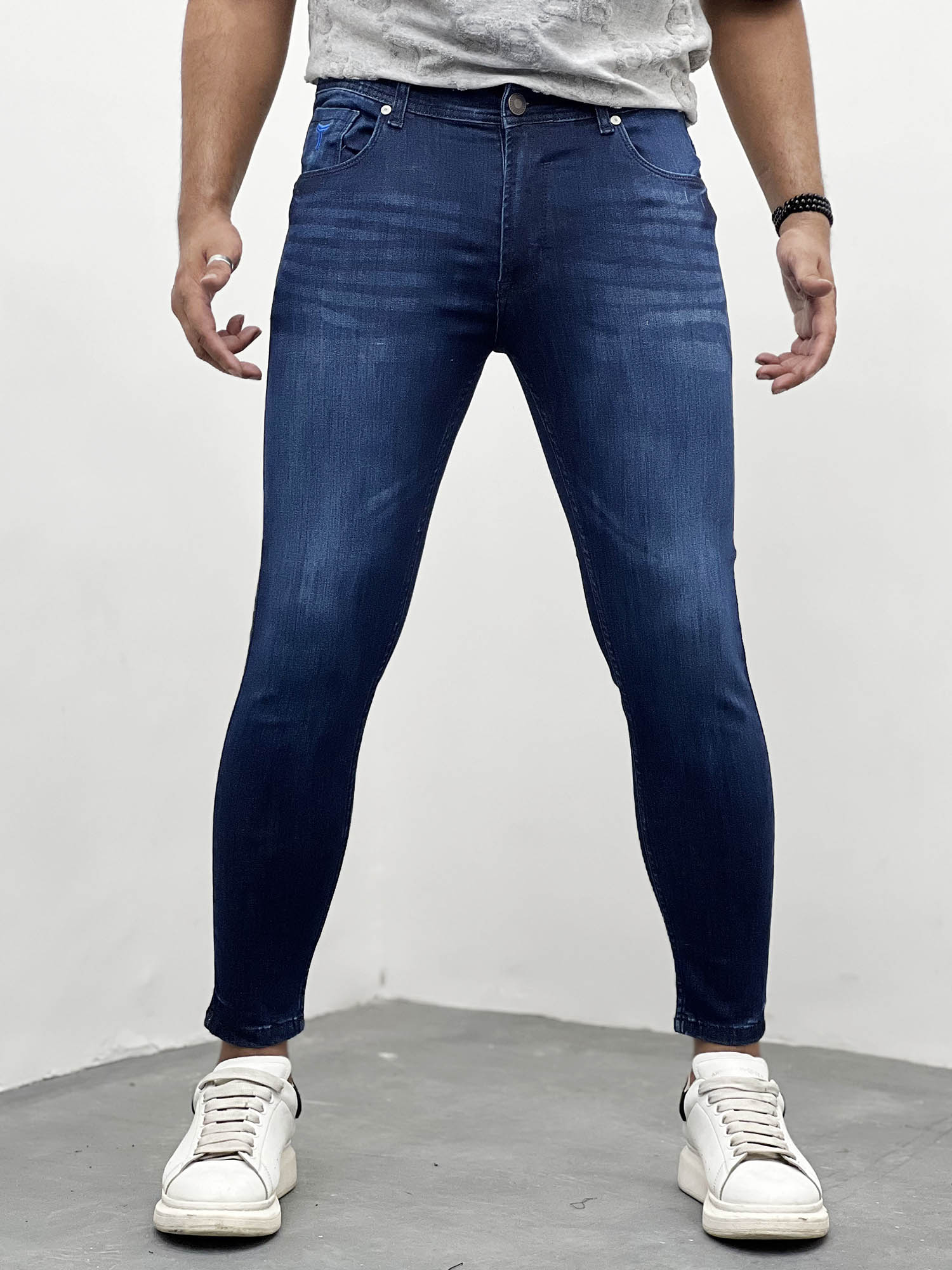 Turbo Ankle Fit Jeans In Dark Blue