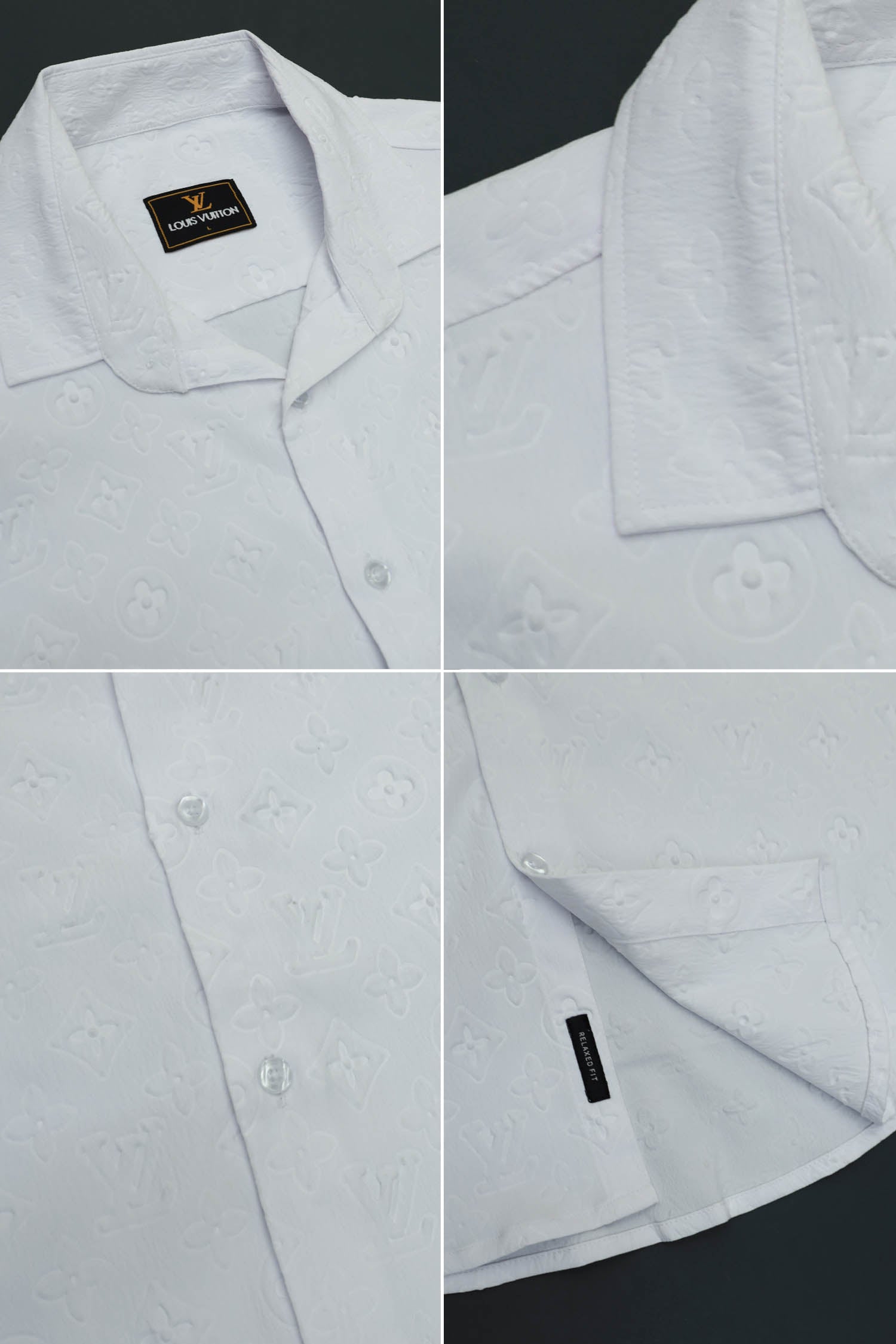 Embossed LV Logo Casual Shirt In White