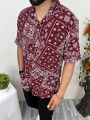 Bandana Design Half Sleeve Linen Casual Shirt