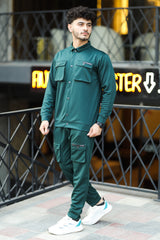 Turbo Pocket Style Men Tracksuit In Dark Green