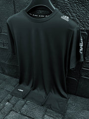 Imported Dry Fit Tee With Reflector Logo In Charcoal Grey
