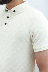 Self Texture Turbo Logo Polo Shirt In Creem