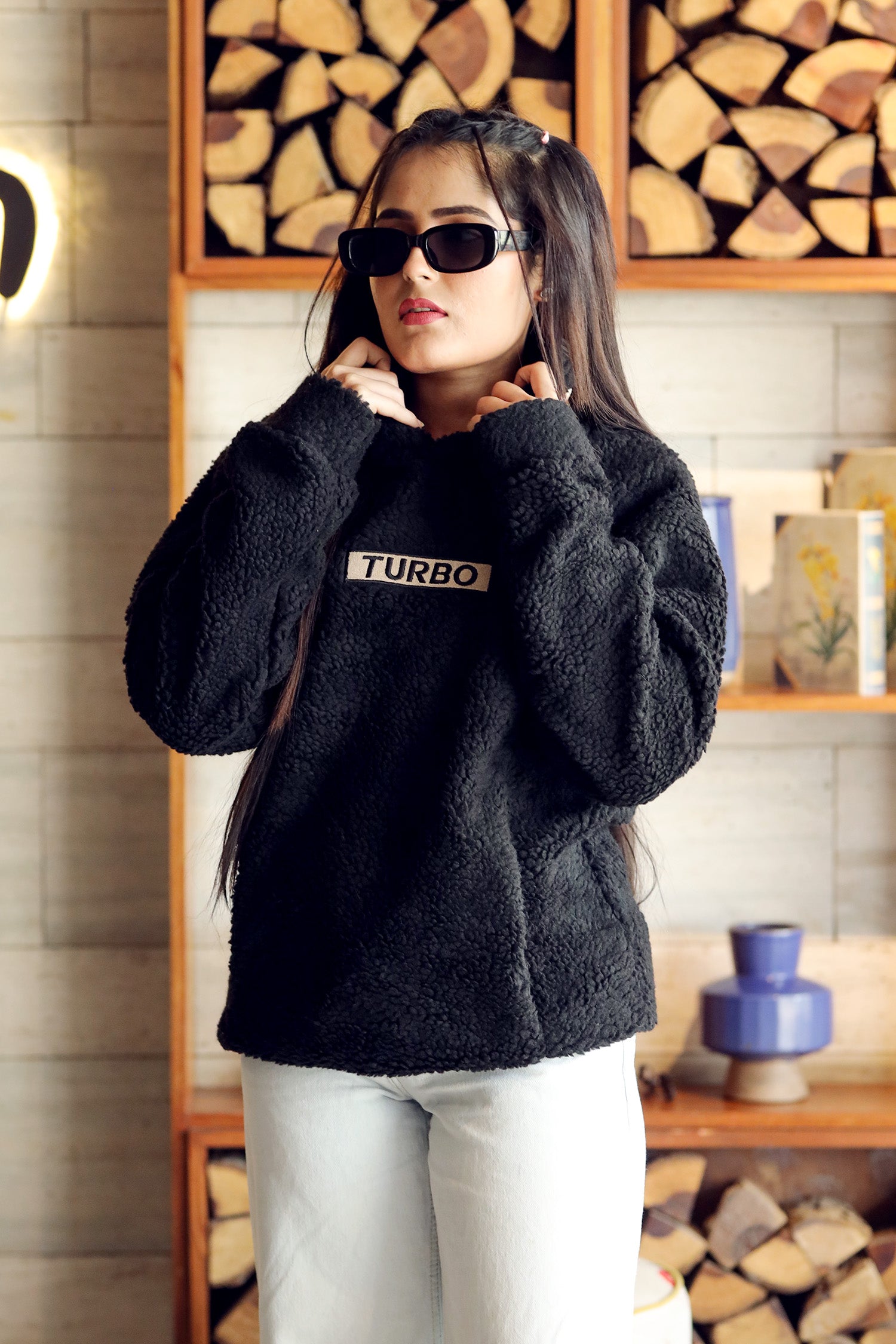 Turbo Cozy Imported Sherpa-Lined Hoodie - Women