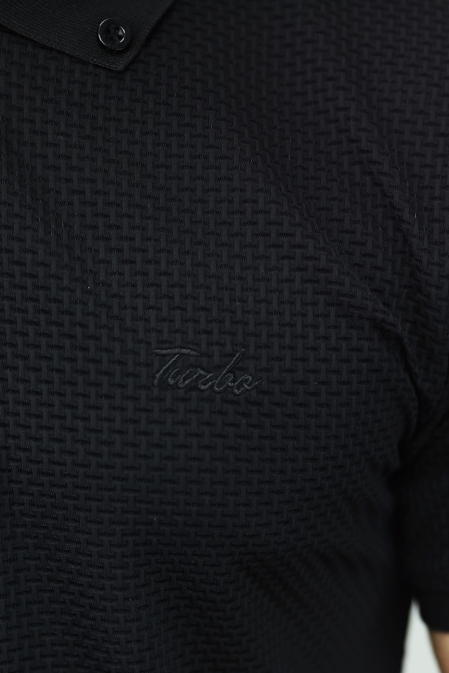Self Design Turbo Logo Polo Shirt In Black