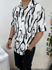 Zebra Abstract Pattern Linen Casual Shirt