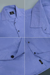 Embossed Leaf Floral All Over Casual Shirt In Light Purple