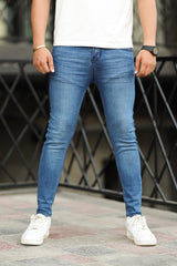 Turbo Classic Plain Ankle Fit Jeans In Sky Blue