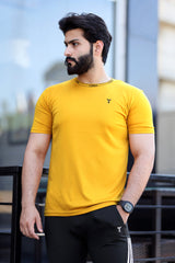 Turbo Perfect Fit Camo T-Shirt In Mustard