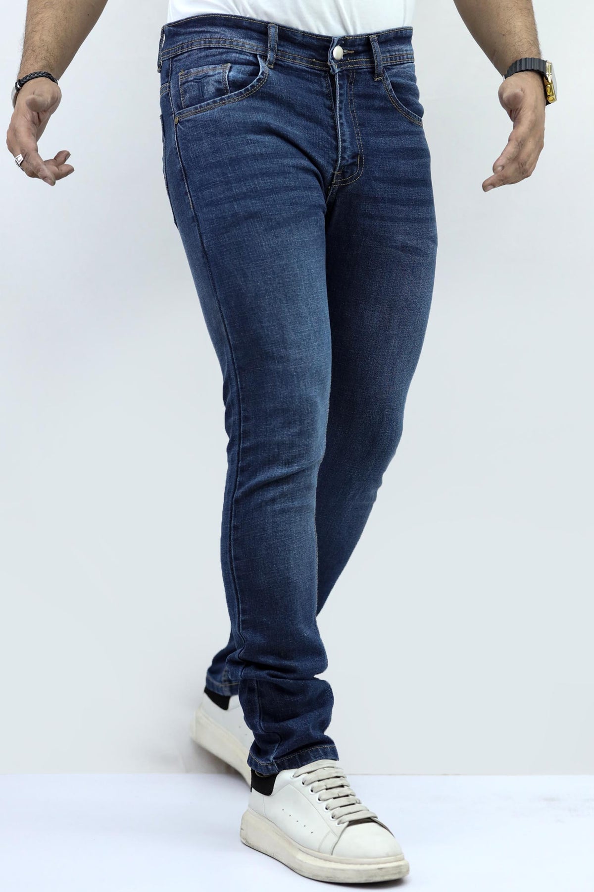 Slim Fit Turbo Jeans In Mid Blue
