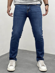 Turbo Straight Fit Jeans In Mid Blue