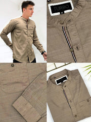 Self Textured Cotton Shirt In Skin
