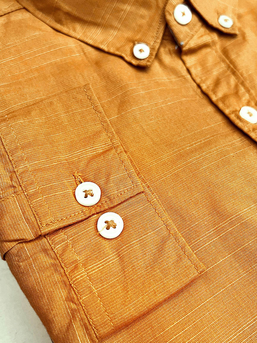 Self Textured Cotton Shirt In Mustard