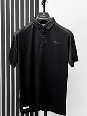 Cropped Collar Dry Fit Polo In Black