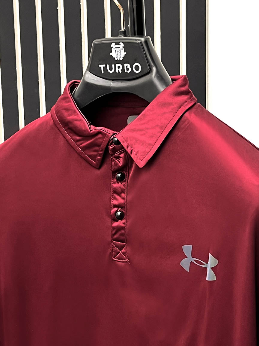 Cropped Collar Dry Fit Polo In Maroon