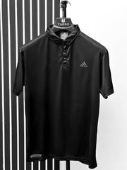 Cropped Collar Dry Fit Polo In Black