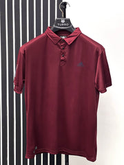 Cropped Collar Dry Fit Polo In Maroon