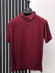 Dry Fit Polo With Front Logo In Maroon