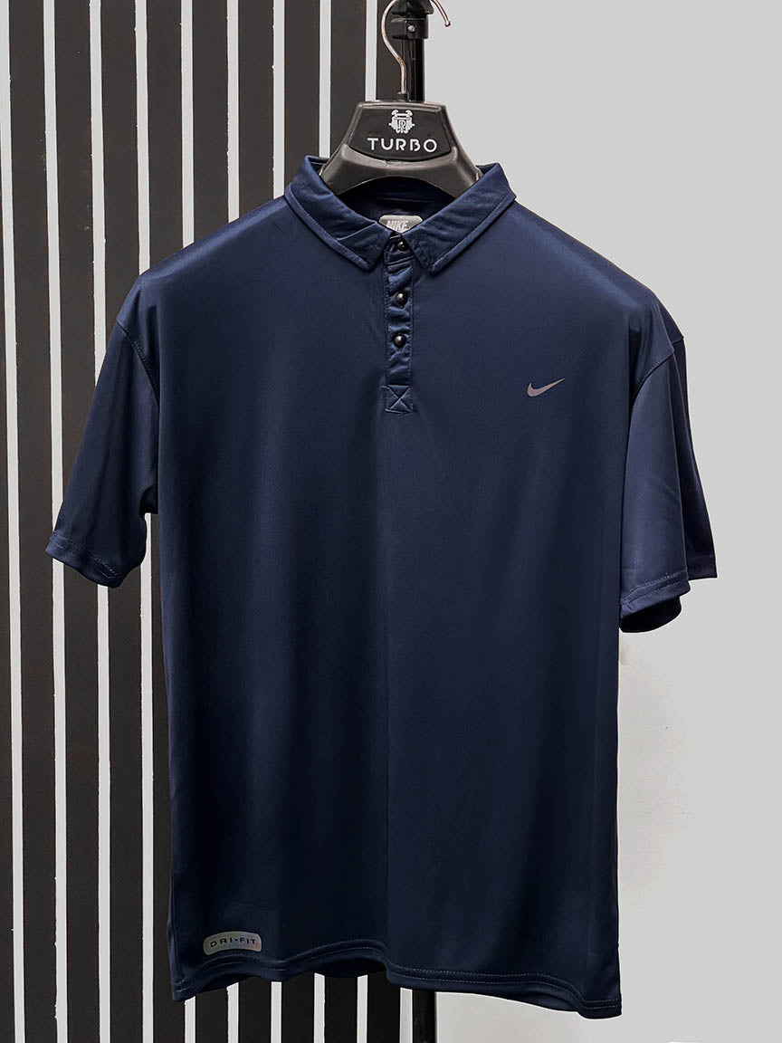 Dry Fit Polo With Front Logo In Navy Blue