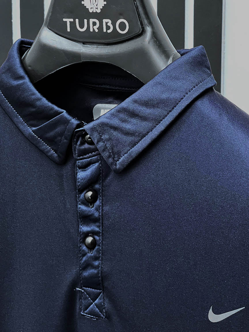 Dry Fit Polo With Front Logo In Navy Blue