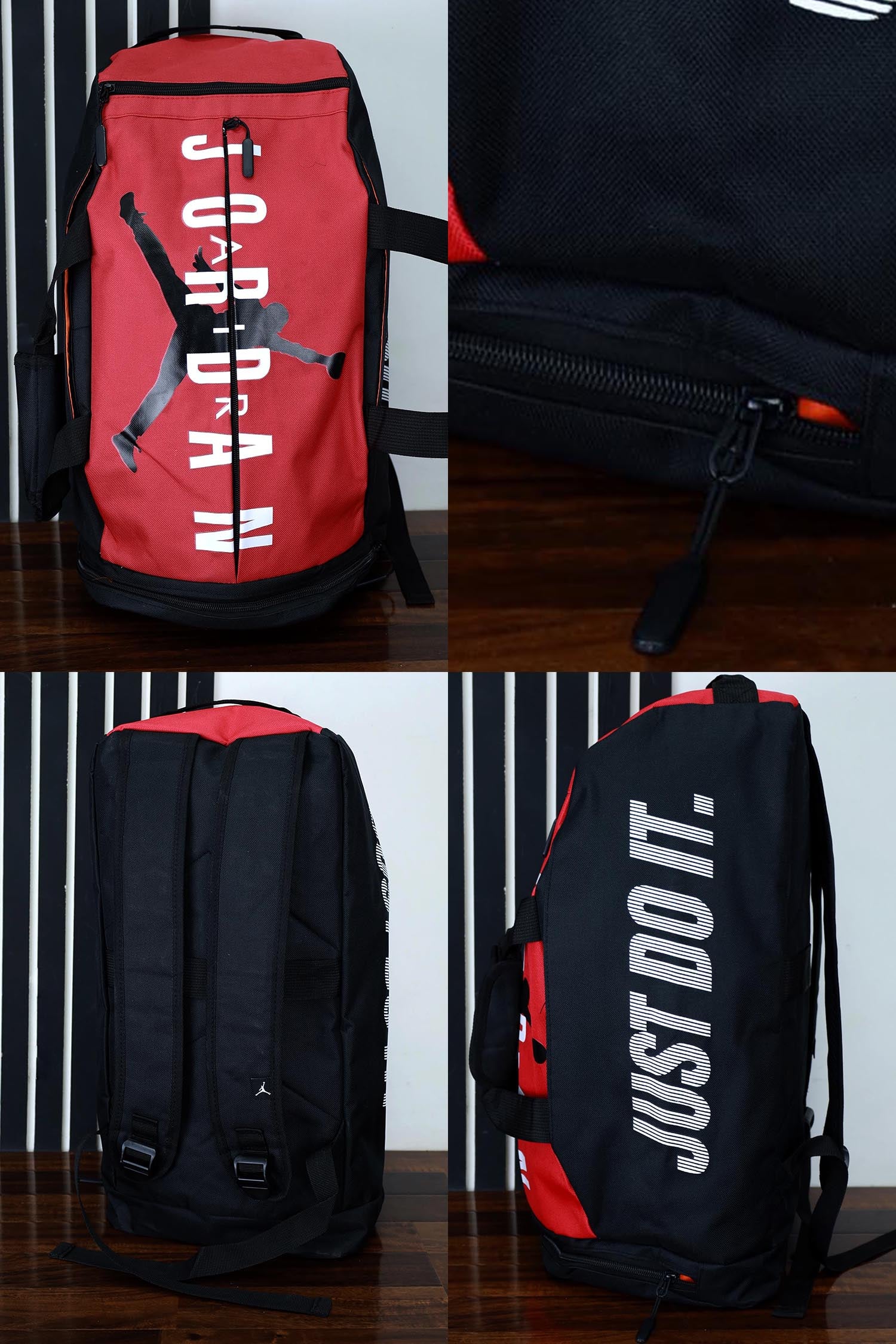 Jrdn Front & Back Logo Backpack In Black & Red