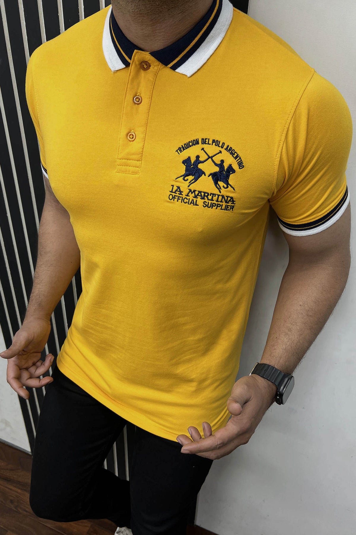 Branded Embroidered Front Logo Polo Shirt In Mustard