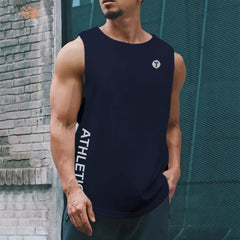 Turbo Front Logo Athletics Sando In Navy Blue