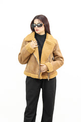 Glamorous Sherpa Inside Panel Women Imported Suede Jacket