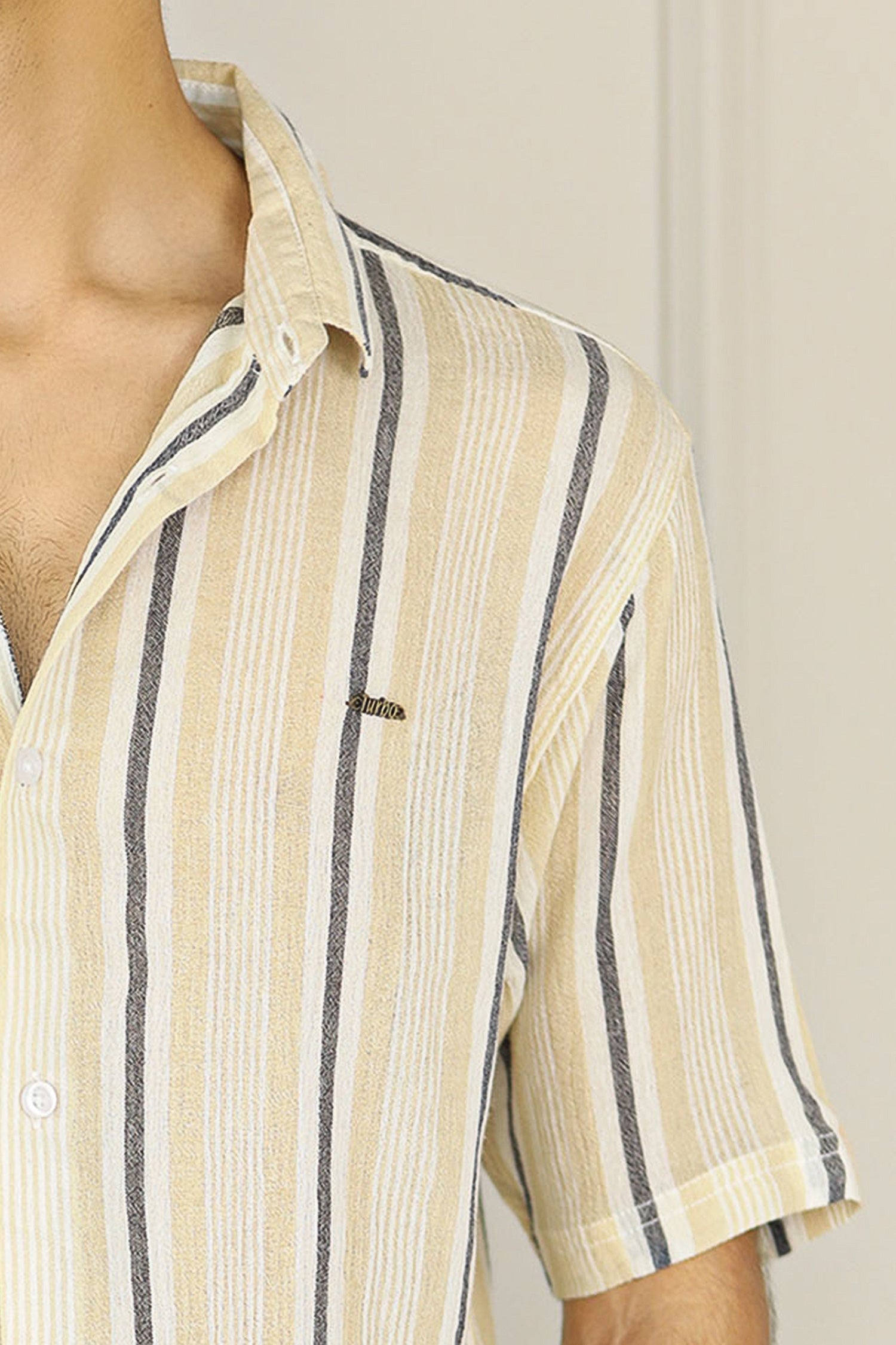 Turbo Patterned Lining Style Casual Shirt