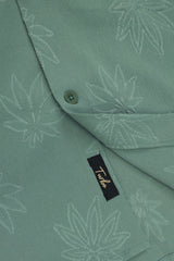 Embossed Leaf Floral All Over Casual Shirt In Light Green