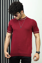 Plain Design Jumper T-Shirt In Maroon