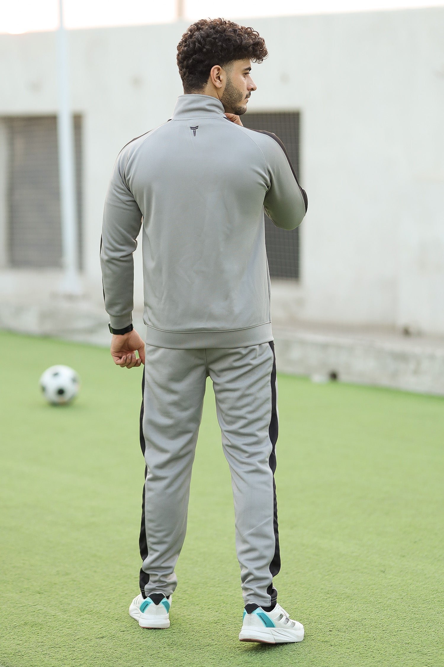 Turbo Panel Line Men Zipper Tracksuit In Light Grey