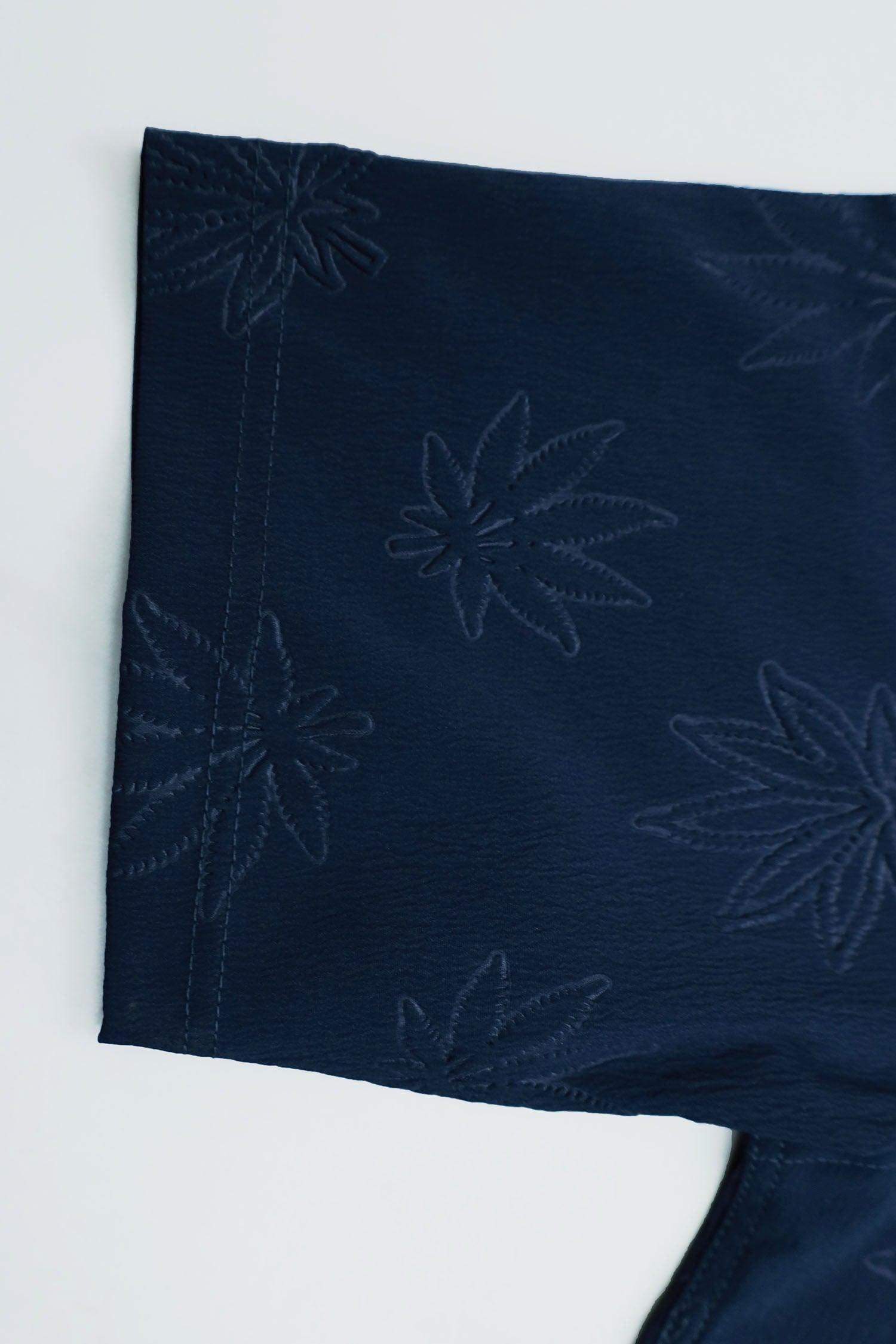 Embossed Leaf Floral All Over Casual Shirt In Navy Blue