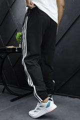 Adds Stripe Zip Bottom Sportswear Trouser in Black