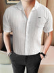 Turbo Wave Texture Crochet Casual Shirt In White