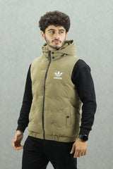 Adds Embossed Logo Detachable Hood Imported Men's Gilet