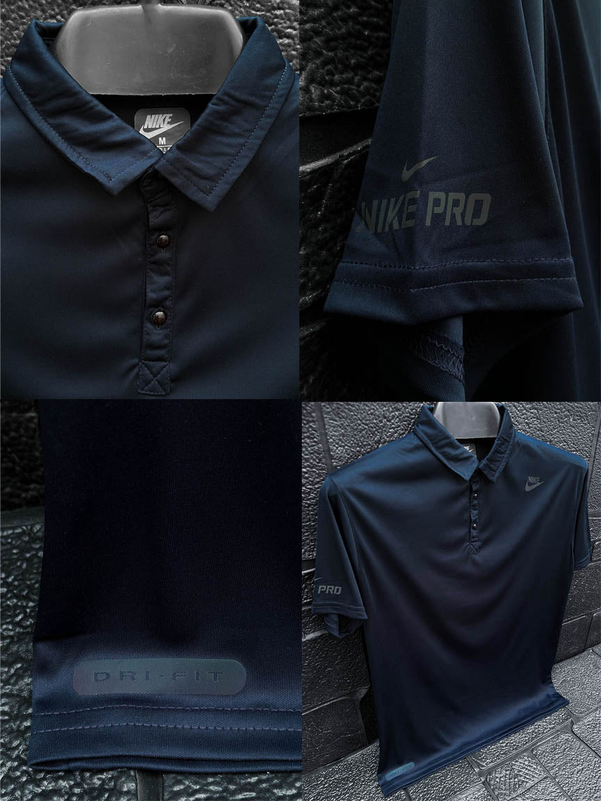Dry Fit Polo With Reflector Logo In Navy Blue