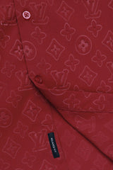 Embossed LV Logo Casual Shirt In Maroon