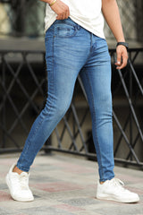 Turbo Classic Plain Ankle Fit Jeans In Sky Blue