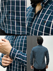 Lining Box Check Men Full Sleeve Cotton Shirt In Zink