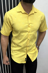 Embossed Crown All Over Casual Shirt In Light Yellow