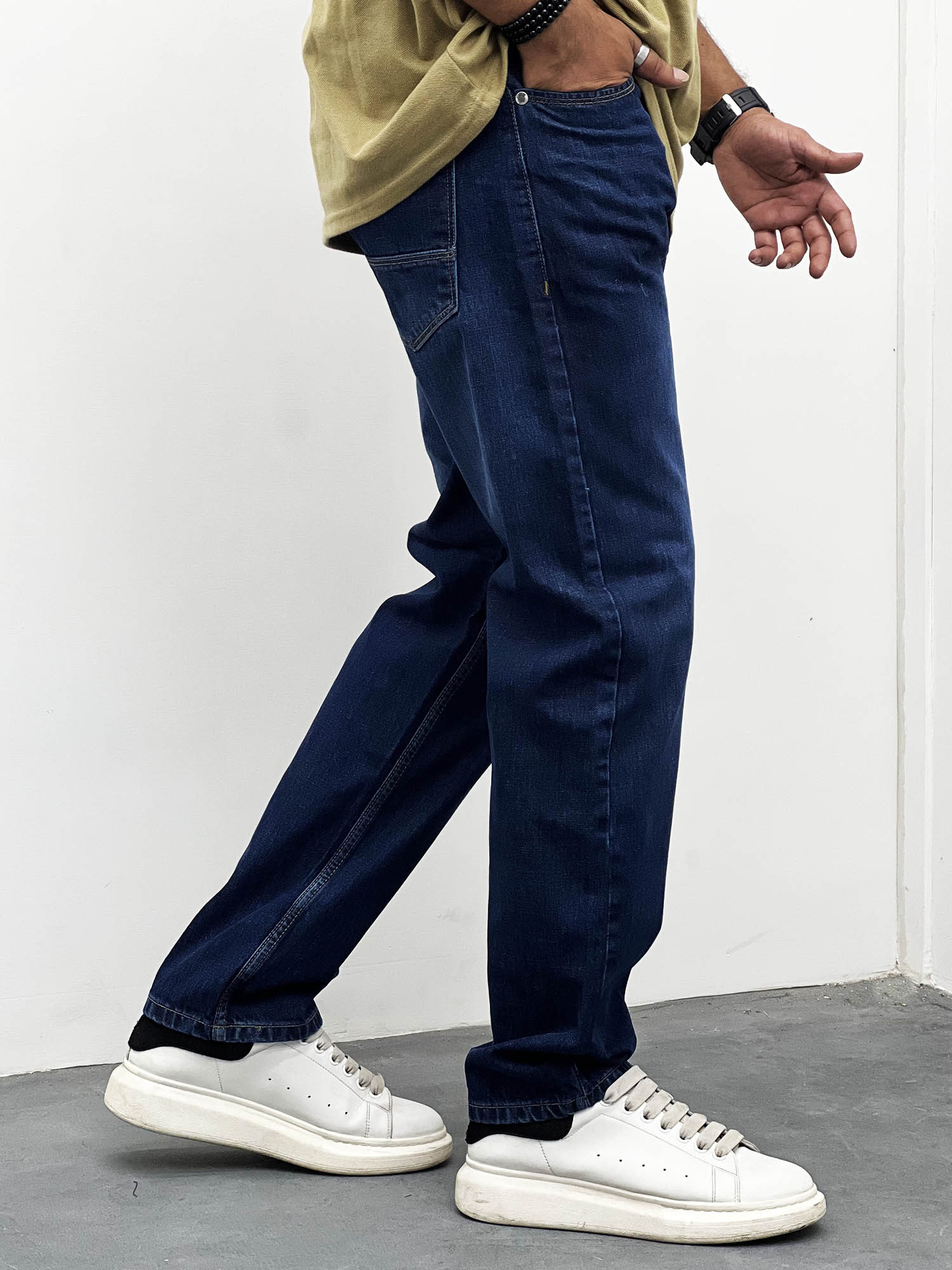 Turbo Baggy Jeans In Dark Blue