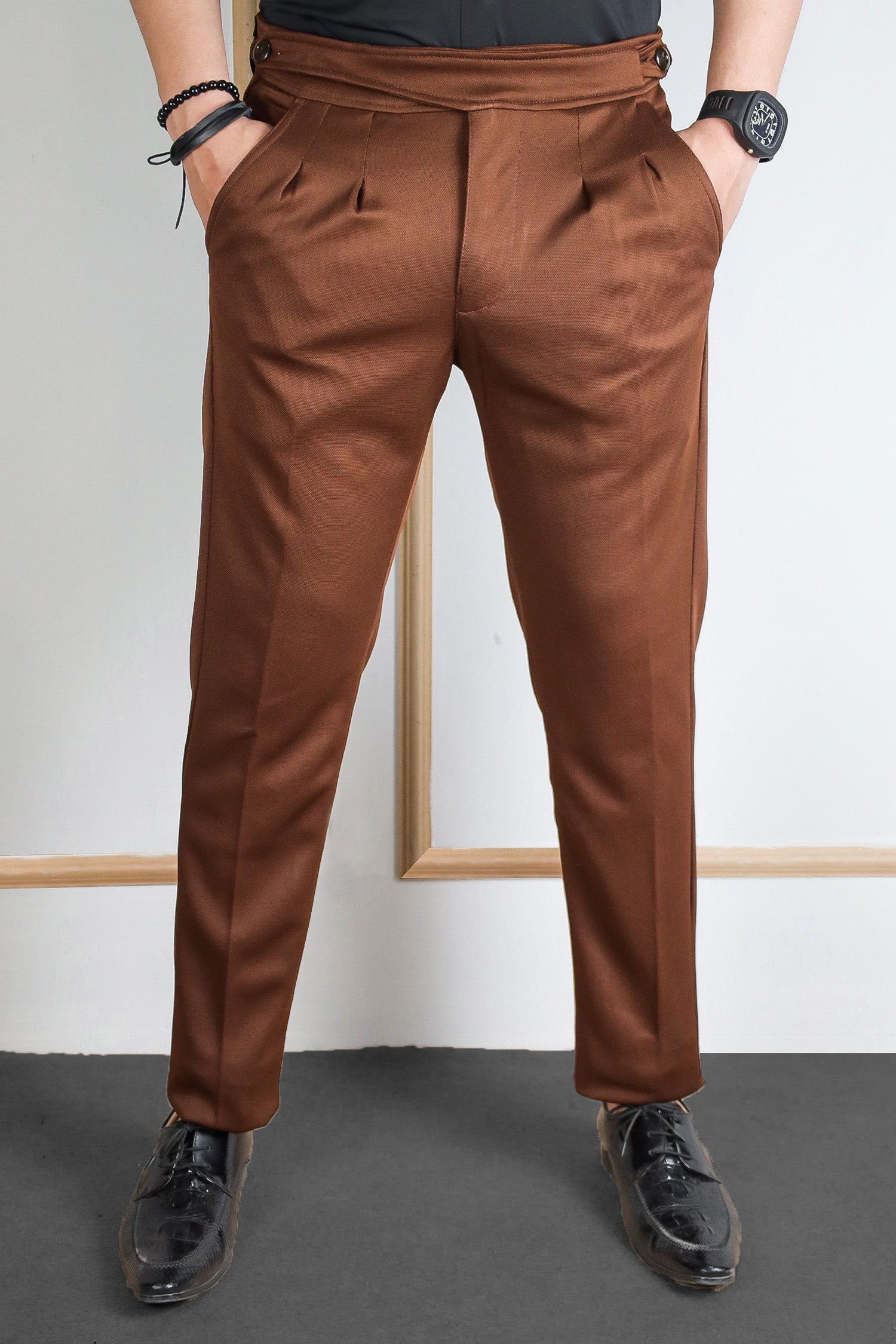 Self Texture Slim Fit Gurkha Cotton Pant