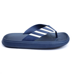 Stripe V-Shaped Straps Men Flip Flops in Navy Blue