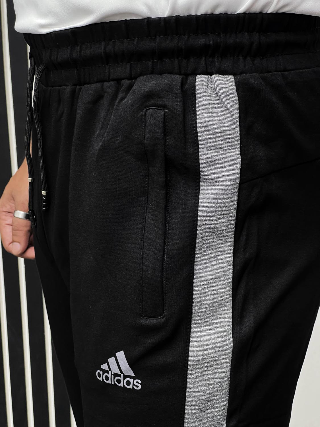 Men Imported Trouser With Reflector Logo In Black