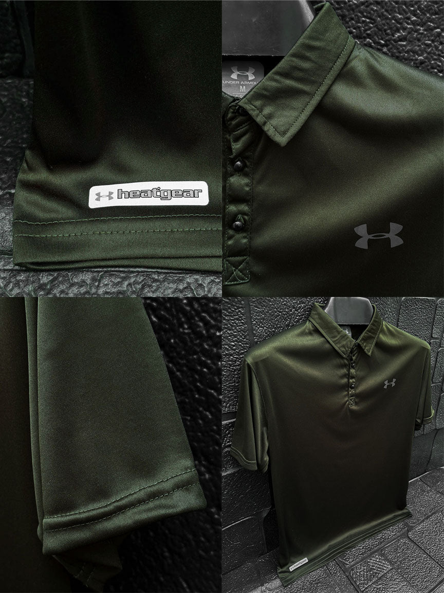 Cropped Collar Dry Fit Polo In Green