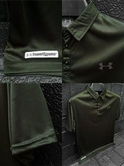 Cropped Collar Dry Fit Polo In Green