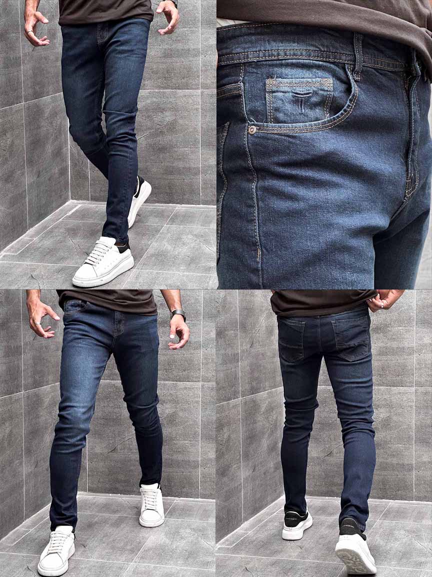 Turbo Light Faded Slim Fit Jeans in Navy Blue